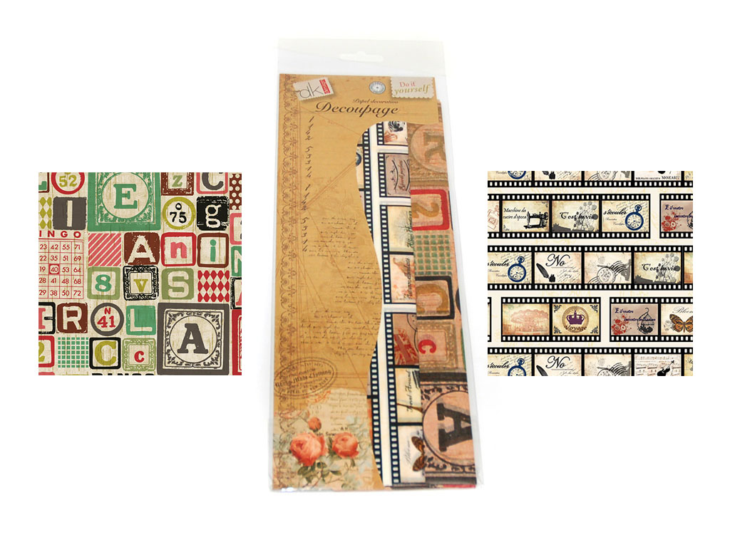 PAPEL DECOUPAGE 6 PCS. 2 DECORADOS cod. 2500916