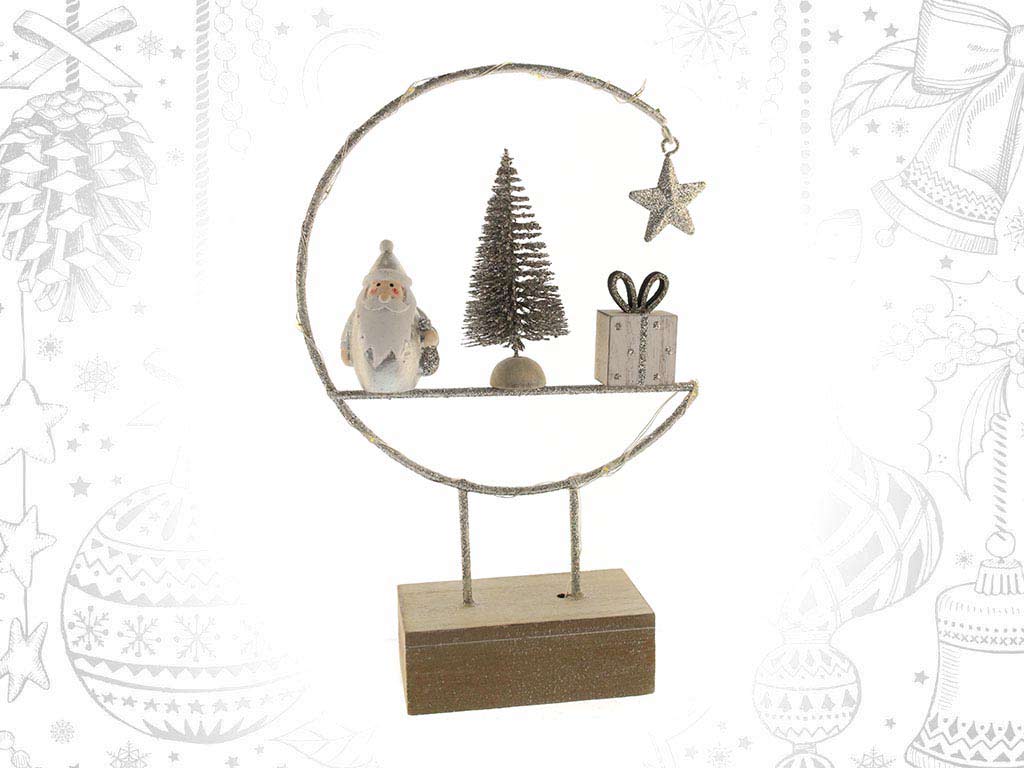 SUPPORTO AD ANELLO BABBO NATALE C/LED AR cod. 9314674